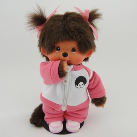 Monchhichi 粉紅運動套裝女孩