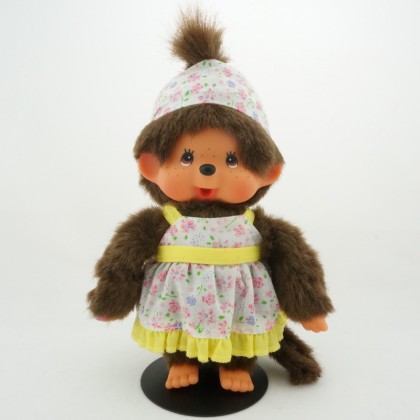 Monchhichi 粉花吊帶裙女孩