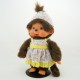 Monchhichi 粉花吊帶裙女孩