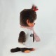 Monchhichi 粉紅圍巾白色連身裙女孩