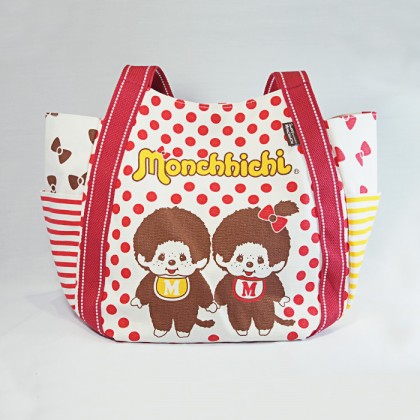 Monchhichi 帆布袋(紅色圓點)(大)