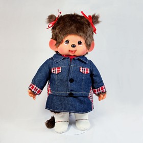 Monchhichi 格仔服裝女孩(紅色)(中型)