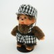 Monchhichi 格仔帽子男孩掛件