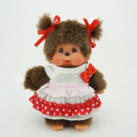 Monchhichi 白點紅裙女孩掛件