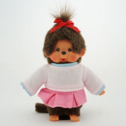 Monchhichi 粉紅裙子運動女孩掛件