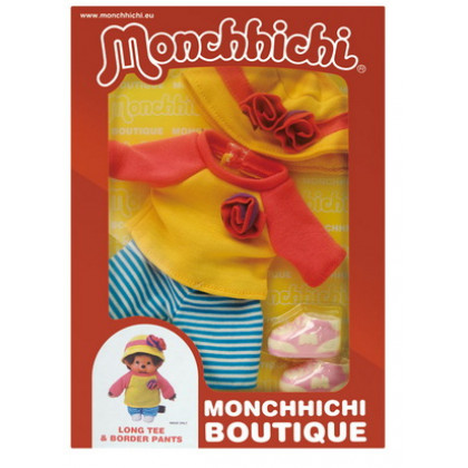 Monchhichi 長袖T恤藍白間條褲子套裝