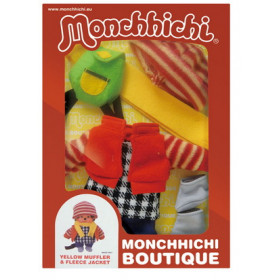 Monchhichi 黃色頸巾絨毛外套套裝