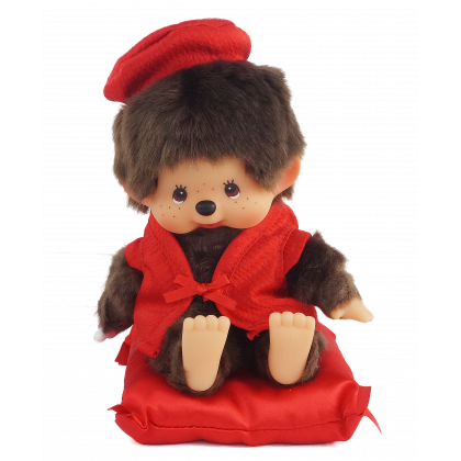 Monchhichi 紅色背心坐款 S號