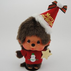 Monchhichi 大頭紅色聖誕節帽男孩掛件