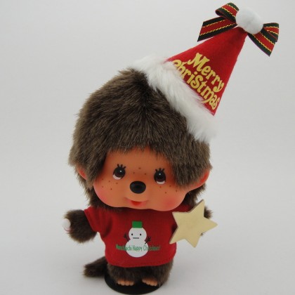 Monchhichi 大頭紅色聖誕節帽男孩掛件